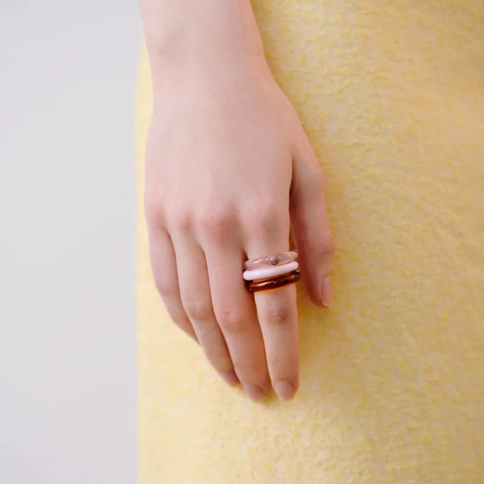 Cajal - Bague Betta Trio - Ambre & Rose