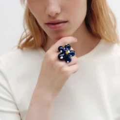 Cajal - Bague Polka - Bleu Blanc & Jaune