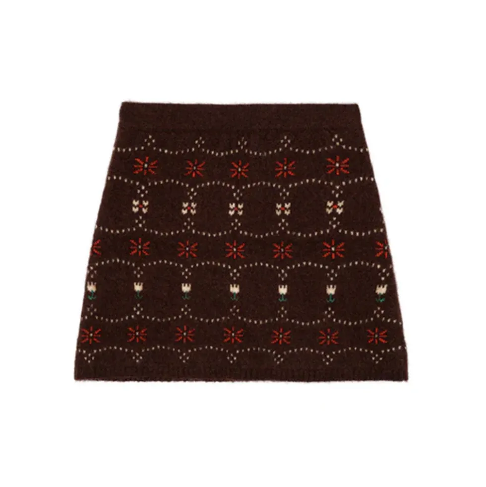 Calle Del Mar - Mini jupe Fair Isle - Chocolat