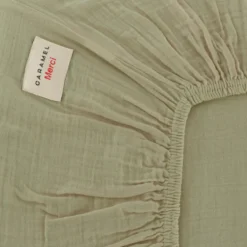 Caramel x Merci - Drap-housse en gaze de coton - Vert 77 Rue de Varenne