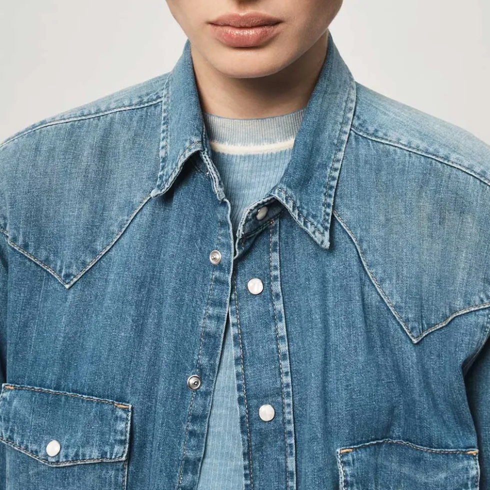 6397 - Chemise Denim Western - Light Ash Blue