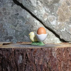 Coquetier coquille d'oeuf avec poussin