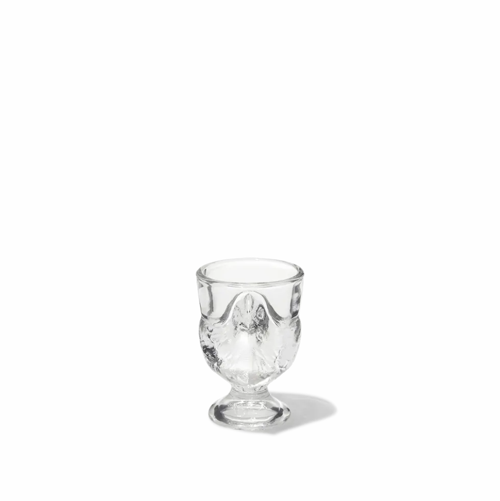 Coquetier poule en verre pressé