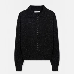 Cordera - Cardigan Polo Moucheté - Noir