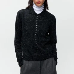 Cordera - Cardigan Polo Moucheté - Noir