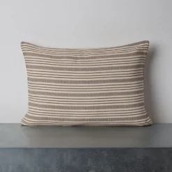 Coussin en coton - Rayures Chocolat