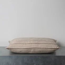 Coussin en coton - Rayures Chocolat
