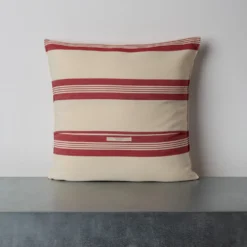 Coussin en coton - Rayures Rouges