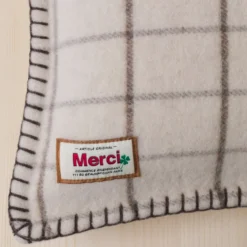 Coussin Merci - Carreaux Brun Cha Iro