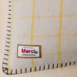 Coussin Merci - Carreaux Jaune Asahi
