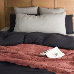 Coussin rectangle en gaze de coton - Gris de Paris