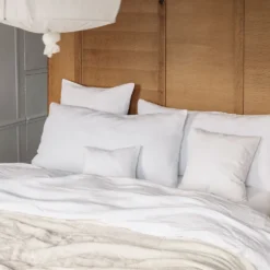 Coussin rectangle en lin lavé - Blanc Optique
