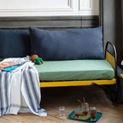 Coussin rectangle en lin lavé - Bleu Encre