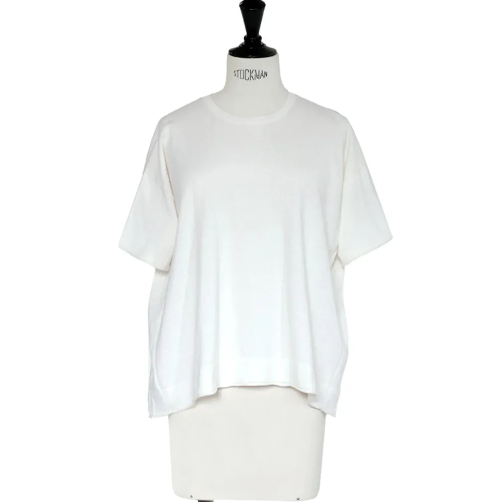 C.T.plage - Pull Col Rond Manches Mi-Longues - Blanc