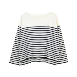 C.T.plage - Pull Col Rond - Rayures Marine