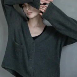 C.T.plage - Pull Col V Cardigan - Kaki