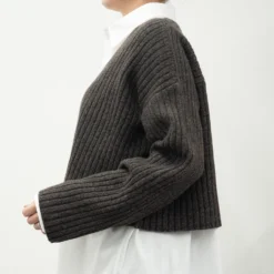 C.T.plage - Pull Col V Longsleeve Rib - Marron
