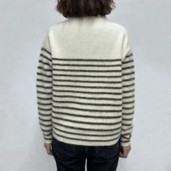 C.T.plage x Merci - Pull Rayé - Blanc/Olive