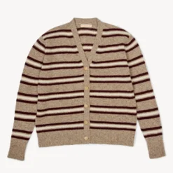 & Daughter - Cardigan Shetland rayé - Naturel