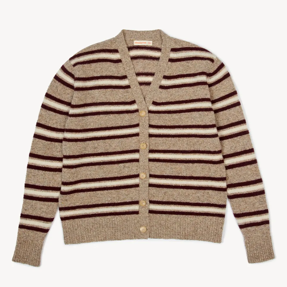 & Daughter - Cardigan Shetland rayé - Naturel