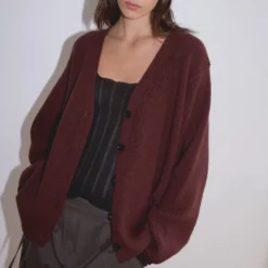 Deiji Studio - Cardigan Flounce - Burgundy