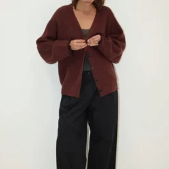 Deiji Studio - Cardigan Flounce - Burgundy