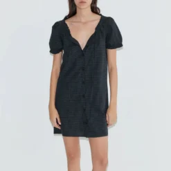 Deiji Studio - Robe Courte Boutonnée - Mono Grid