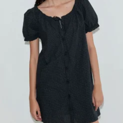 Deiji Studio - Robe Courte Boutonnée - Mono Grid