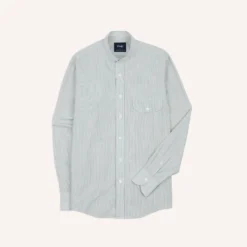 Drake's - Chemise à Col - Blanc Rayé