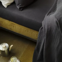 Drap-housse en gaze de coton - Gris Fusain