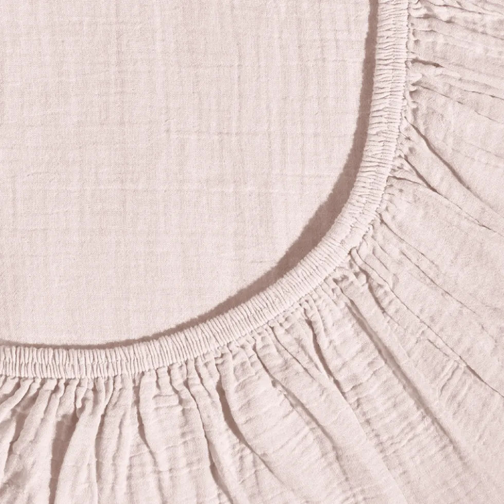 Drap-housse en gaze de coton - Rose de Bagatelle