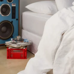 Drap-housse en lin lavé - Blanc Optique