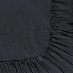 Drap-housse en lin lavé - Bleu Encre