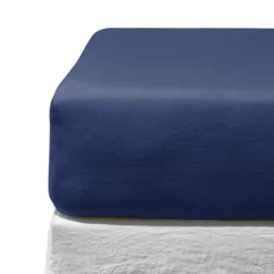 Drap housse en lin lavé - Bleu Pacifique