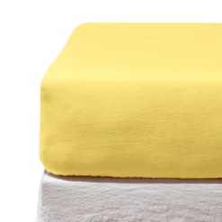 Drap housse en lin lavé - Jaune Citronnade