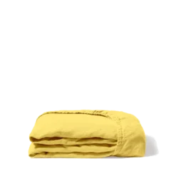 Drap housse en lin lavé - Jaune Citronnade