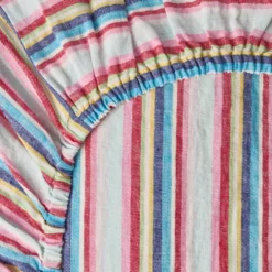 Drap housse en lin lavé - Rayures Parasol