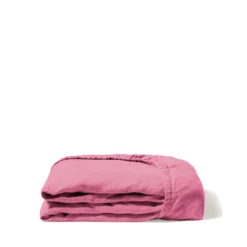 Drap-housse en lin lavé - Rose Garance
