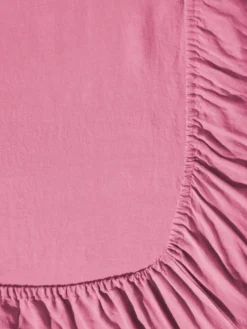 Drap-housse en lin lavé - Rose Garance