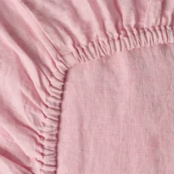 Drap housse en lin lavé - Rose Granité