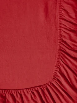 Drap-housse en lin lavé - Rouge Vermillon