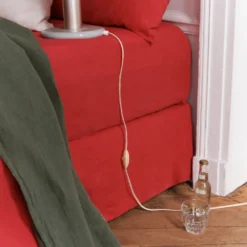 Drap-housse en lin lavé - Rouge Vermillon