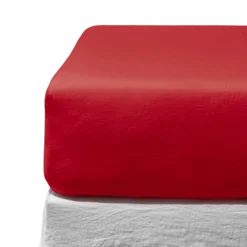 Drap-housse en lin lavé - Rouge Vermillon