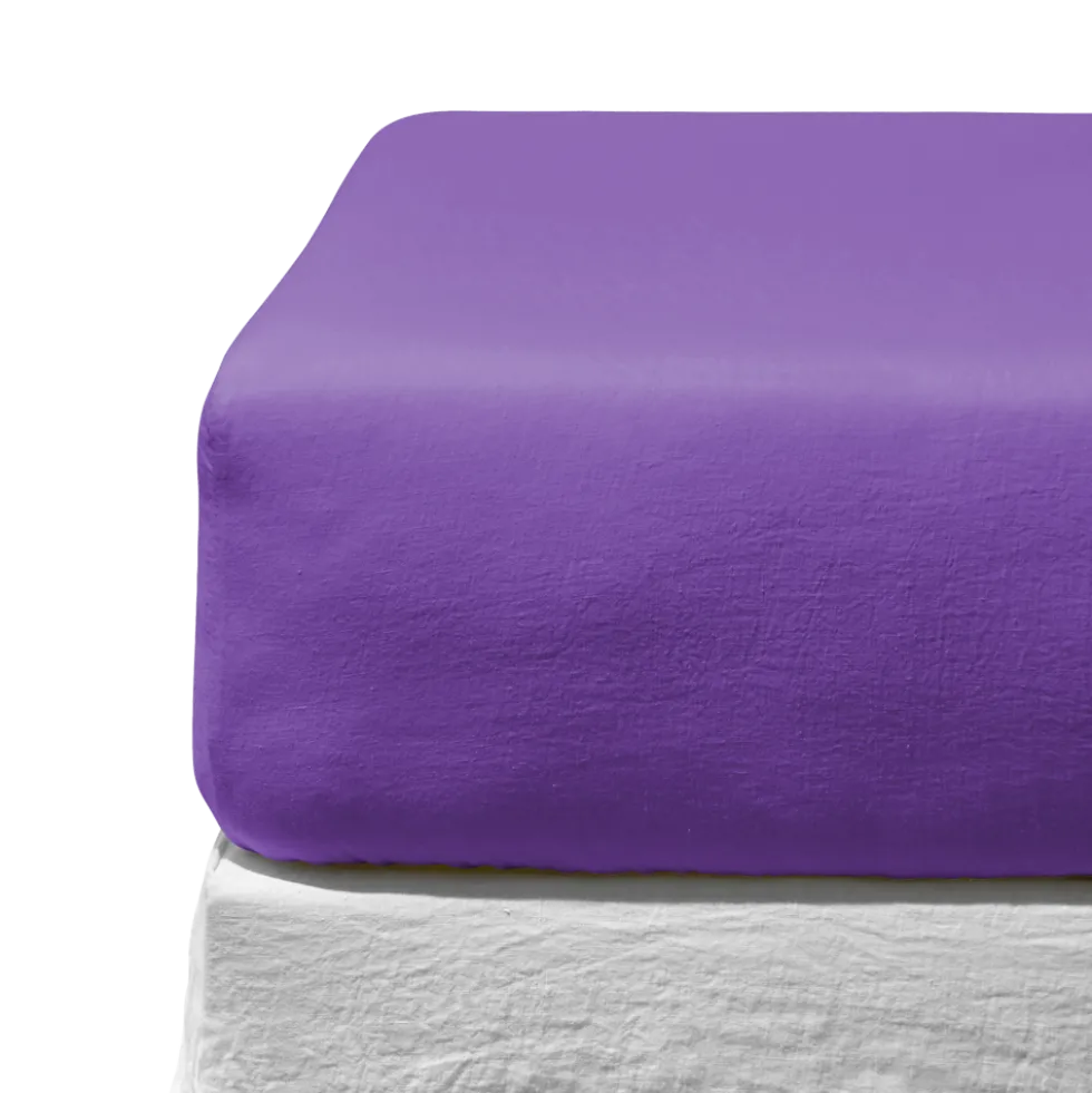 Drap housse en lin lavé - Violet Orage