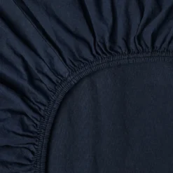 Drap-housse en percale de coton - Tataki Bleu Nuit