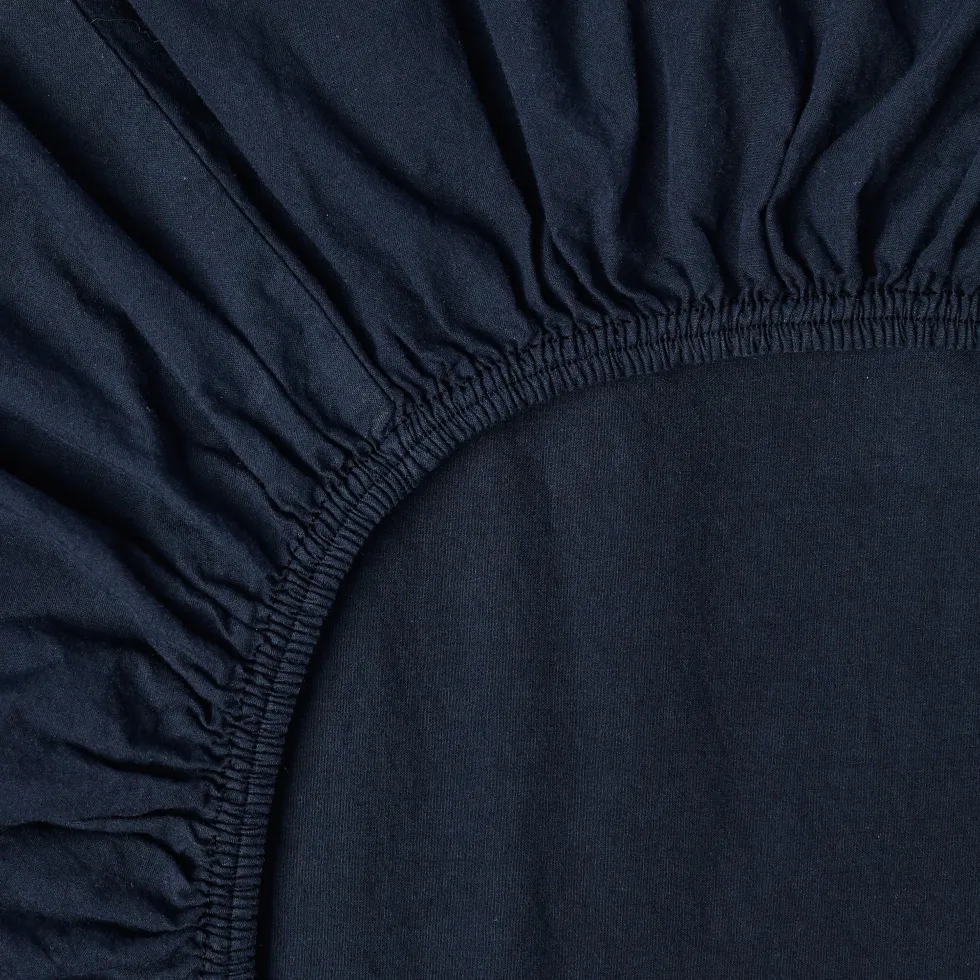 Drap-housse en percale de coton - Tataki Bleu Nuit