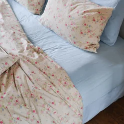 Drap-housse en percale de coton - Bleuet