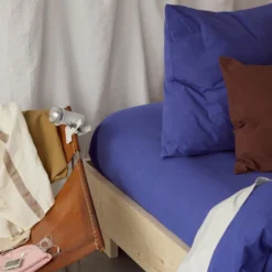 Drap-housse en percale de coton - Bleu Néon