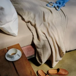 Drap plat en gaze de coton - Beige Quai de Seine