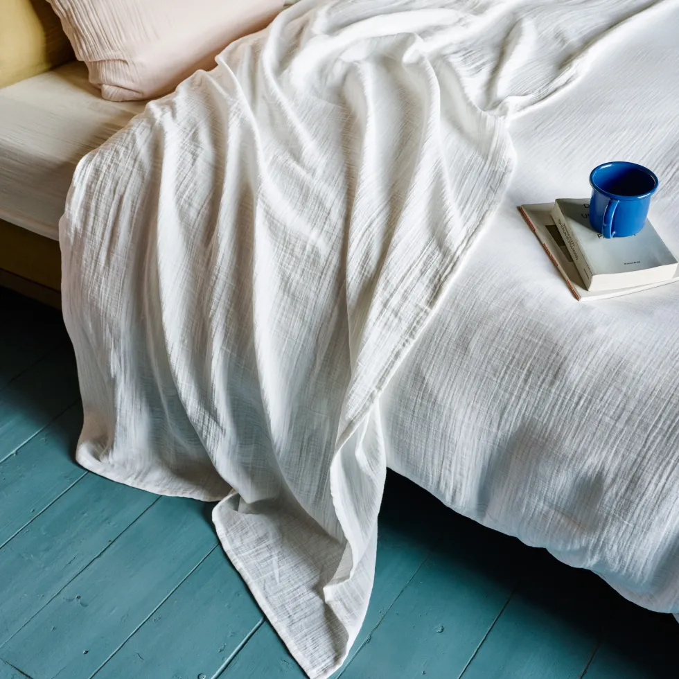 Drap plat en gaze de coton - Blanc de Meudon